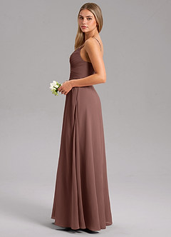 Azazie Terese Bridesmaid Dresses Espresso A-Line Pleated Chiffon Dress image4
