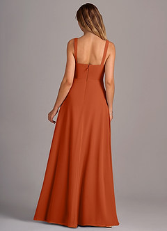 Azazie Debra Bridesmaid Dresses Burnt Orange A-Line with Pockets Chiffon Convertible Dress image12