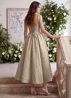 Sephone Light Apricot Beading Rhinestone Jacquard Maxi Dress image5