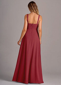 Azazie Debra Bridesmaid Dresses Pomegranate A-Line with Pockets Chiffon Convertible Dress image6