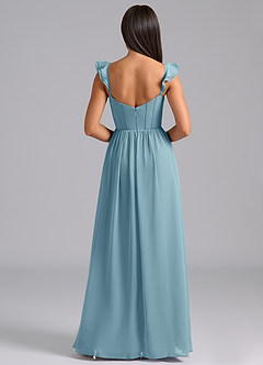 Azazie Denisse Robes de demoiselle d'honneur Robe Trapèze en Mousseline de soie Rayé Bleu Maussade image2