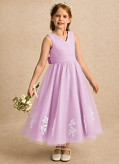 Azazie Rylie Blumenmädchenkleider A-Linie Spitze Tüll Kleid Bonbonrosa image2