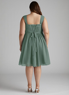 Azazie Angie Bridesmaid Dresses Eucalyptus A-Line Corset Chiffon Dress image14