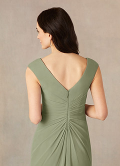 Azazie Sally Mother of the Bride Dresses Pistachio A-Line V-Neck Pleated Chiffon Dress image5