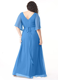 Azazie Cierra Abiti da Damigella Abito A-Line in Chiffon con Scollo a V Blue Jay image10