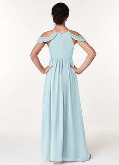 Azazie Seneca Junior Sea Glass A-Line Off the Shoulder Chiffon Dress image2