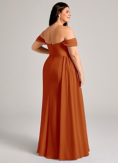 Azazie Amyra Bridesmaid Dresses Paprika Sheath Off the Shoulder Chiffon Convertible Dress image14