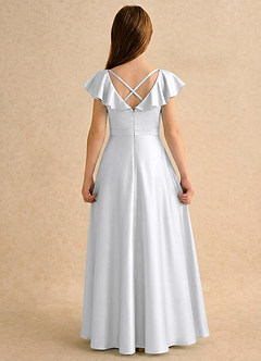 Azazie Nari Girls Formal Flower Girl Klänningar Klä A-Line i Matt satäng med ärmar image2