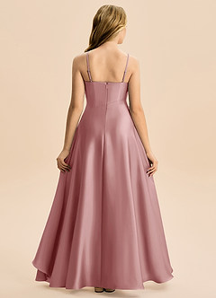 Azazie Eirlys Junior Dusty Rose A-Line Pleated Stretch Satin Dress image2