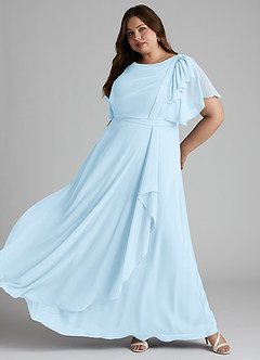 Azazie Aaliyah Modest Bridesmaid Dresses A-Line Scoop Pleated Chiffon Floor-Length Dress image8