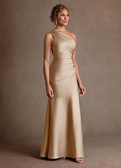 Azazie Haifa Suknie dla Matki Panny Młodej Syrena Jedno ramię Satyna elastyczna Długość podłogi Sukienka image3