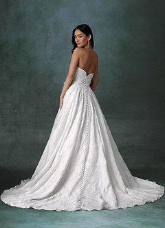 Azazie Ariana Wedding Dresses Diamond White Ball-Gown Strapless Floral Burnout Dress image2
