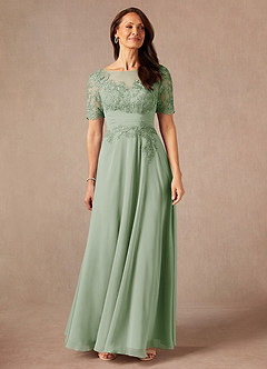 Azazie Raissa Mother of the Bride Dresses Dusty Sage A-Line Lace Chiffon Dress image5