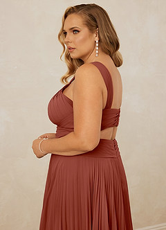 Christian Siriano Bridal for Azazie 1009 Bridesmaid Dresses Auburn A-Line Pleated Chiffon Dress image10