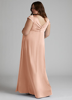 Azazie Allessia Maternity Bridesmaid Dresses A-Line Pleated Stretch Satin Floor-Length Dress image2