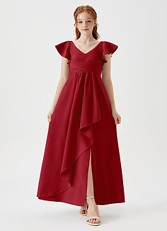 Azazie Omari Junior Klänning av A-Line i Stretch crepe Plisserad image4