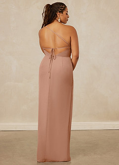 Christian Siriano Bridal for Azazie 1003 Bridesmaid Dresses Champagne Rose Sheath One Shoulder Chiffon Dress image15