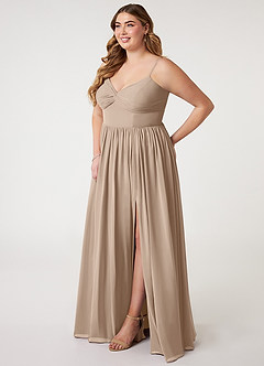 Azazie Zeya Bridesmaid Dresses Taupe A-Line V-Neck Pleated Chiffon Dress image8