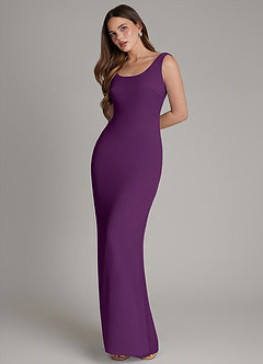 Azazie Hadley Bridesmaid Dresses Grape Mermaid Pleated Chiffon Dress image3