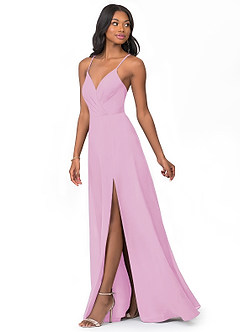 Azazie Everleigh Abiti da Damigella Abito A-Line in Chiffon con Scollo a Cuore a Pieghe Rosa Confetto image6