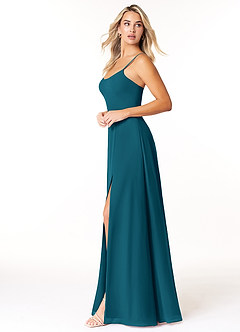 Azazie Moira Bridesmaid Dresses Ink Blue A-Line Scoop Chiffon Dress image3