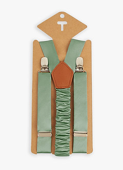 Matching Color Boy's Matte Satin Suspenders