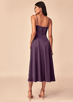 Azazie Dottie Bridesmaid Dresses Plum A-Line Stretch Satin Dress image2