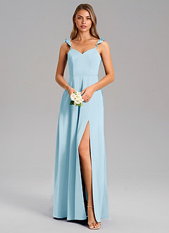 Azazie Everett Bridesmaid Dresses Sky Blue A-Line Stretch Satin Dress image5