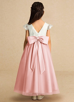 Azazie Pookie Flower Girl Dresses Blushing Pink A-Line Lace Tulle Dress image5
