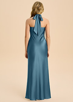 Azazie Chickie Junior Vestido de Bermudas de Satén Elástico de Corte Recto con Plisado image2