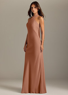 Azazie Doretta Bridesmaid Dresses Bronzer Mermaid Pleated Chiffon Dress image4