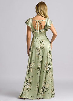 Azazie Bondi Bridesmaid Dresses Floral Vines A-Line Bow Stretch Satin Dress image6