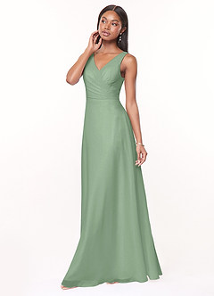 Azazie Nala Bridesmaid Dresses Matcha A-Line Pleated Chiffon Dress image3