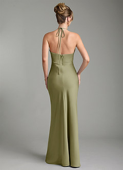 Azazie Camille Bridesmaid Dresses Pistachio Sheath Side Slit Stretch Satin Dress image5