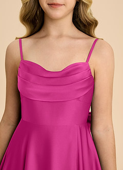 Azazie Bear Junior Fuchsia A-Line Sweetheart Neckline Stretch Satin Dress image8