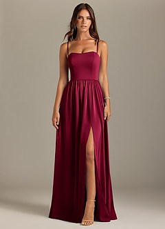 Azazie Calianna Bridesmaid Dresses Burgundy A-Line Off the Shoulder Stretch Satin Convertible Dress image9
