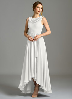 Azazie Wonderland Morsiusneito Mekot A-linja Pliseerattu Sifonki Epäsymmetrinen Pukeutua image3