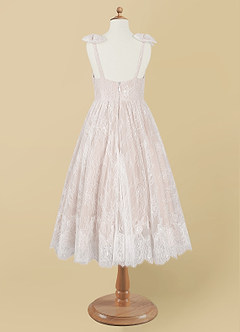 Azazie Tilly Flower Girl Dresses Diamond White Blushing Pink A-Line Lace Dress image7
