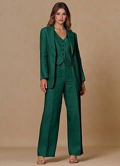 front Belicia Emerald 100% hør 2-delt jakkesæt