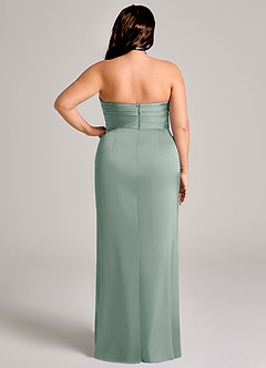 Azazie Jemma Brautjungfernkleider Etui Plissee Stretch-Satin Kleid Silberner Salbei image12