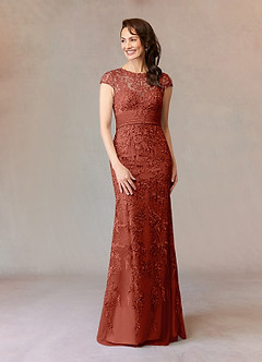 Azazie Jamila Mother of the Bride Dresses Rust Mermaid Lace Dress image3