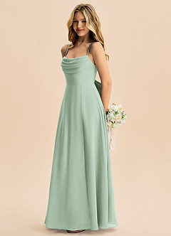 Azazie Bear Junior Agave A-Line Pleated Chiffon Dress image5