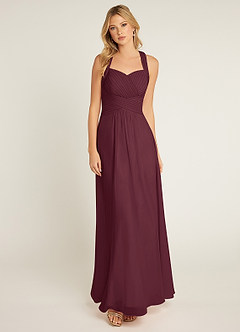 Azazie Claudia Brautjungfernkleider A-Linie Herzausschnitt Chiffon Kleid Cabernetrot image1
