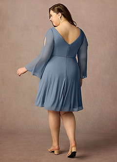 Azazie Teraso Final Sale Twilight A-Line Pleated Mesh Dress image10