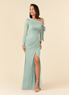Azazie Marna Mother of the Bride Dresses Agave Sheath One Shoulder Mesh Dress image5
