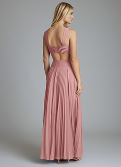 Azazie Hosanna Bridesmaid Dresses Dusty Rose A-Line Pleated Chiffon Dress image3