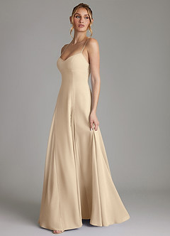 Azazie Imani Vestidos de madrinha de casamento Vestido Champanhe de Chiffon de Linha A com Decote em coração image5