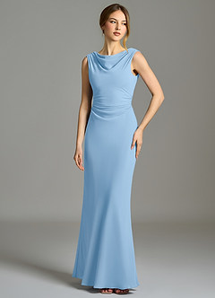 Azazie Kieryn Bridesmaid Dresses Powder Blue Mermaid Pleated Chiffon Dress image1