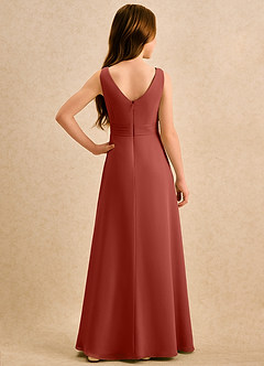 Azazie Chibi Girls Formal Sukienki dla dziewczynek sypiących kwiaty Linia A Pofałdowany Szyfon Długość podłogi Sukienka image2