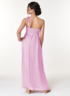 Azazie Flower Junior Candy Pink A-Line Pleated Chiffon Dress image6